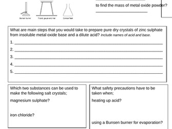 AQA GCSE trilogy Chemistry Required practical worksheets
