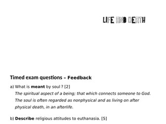 EDUQAS GCSE RS Route A Component 1 (Philosophy and Ethics) Life and Death Test B model answers