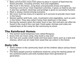 Year 7 - The Rain forest SOW, resources and assessment