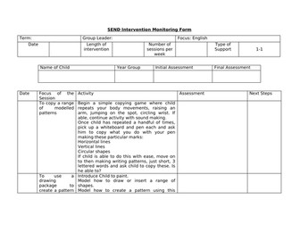 SEN English Planning One to One- Whole Year.