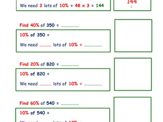 Finding Percentages of Amounts 10%