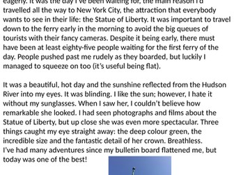 Flat Stanley Diary Entry TEXT example