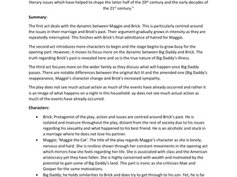 Cat on a Hot Tin Roof: Complete Revision Notes