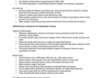 OCR HISTORY A LEVEL FULL SOUTH AFRICA TOPIC NOTES