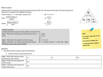 Kinetic energy calculations with support