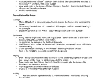 OCR HISTORY HENRY VII + HENRY VIII REVISION NOTES