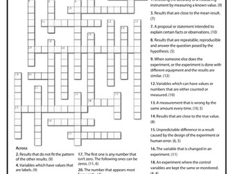 How Science Works Vocabulary Crossword