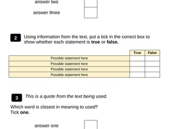 KS2 SATS READING QUESTION TEMPLATE