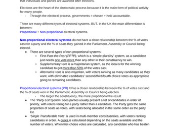 Electoral systems A-level politics notes
