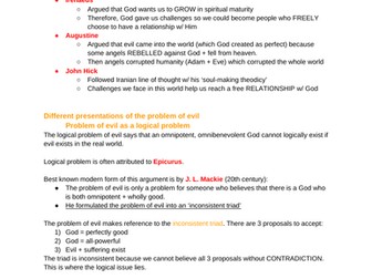 REP the problem of evil notes (OCR A-level)