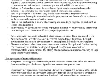 A-Level Geography -hazards glossary