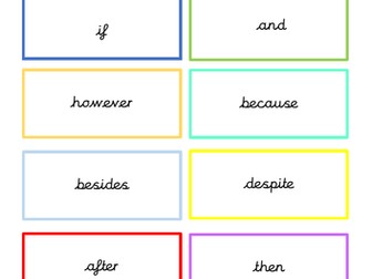 Vocabulary, conjunctions and sentence openers flash cards