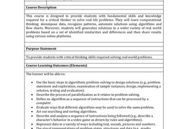 Curriculum for Computational Thinking