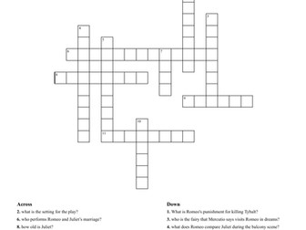 Romeo & Juliet Revision Crossword