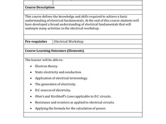 Curriculum Electrical Fundamentals Level 1