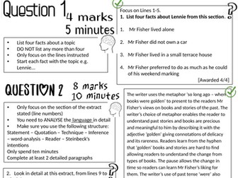 AQA Language Paper 1 revision sheet with examples