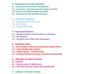 9-1 GCSE History Edexcel - The Cold War Notes