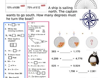 Early morning/starter/Lockdown mixed ability maths worksheet - Years 5/6