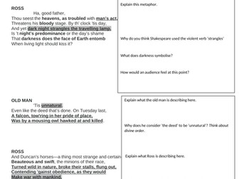 'Macbeth' - Regicide (old man and Ross analysis of scene)