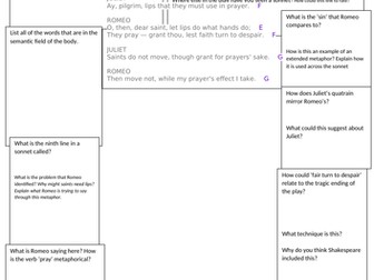 Act 1 Scene 5 analysis of the shared sonnet - 'Romeo and Juliet'