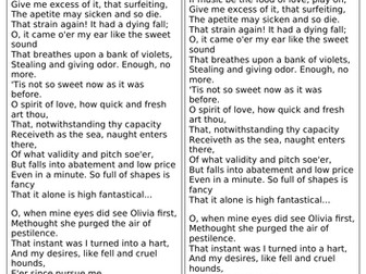 Analysis of Orsino's monologue - 'Twelfth Night'