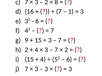 Year 7 and 8 KS3 Mathematics BIDMAS resource bundle