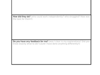 Teaching Assistant Communication Sheet