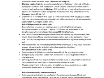 A Level Geography Carbon Cycle and energy security 20 markers