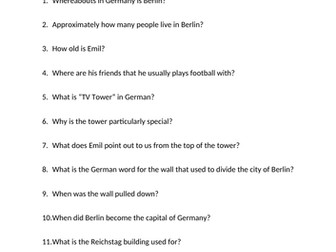 Video worksheet KS2 A Tour of Berlin