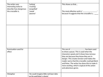 Bear Grylls extract - KS3 Reading skills - AO2 'how' question