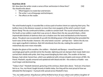 Language Eduqas assessment on a prose extract adapted from Act 1 Scene 3 of 'Macbeth.