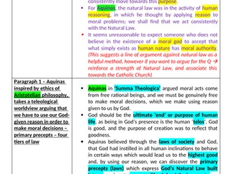 OCR A level Religious Studies - Natural Moral Law Essay Plan