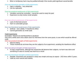 AQA A Level Sociology: research methods