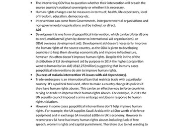 Five Edexcel Geography answered 20 marker questions