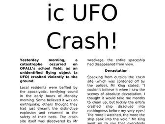 UFO Newspaper WAGOLL year 5