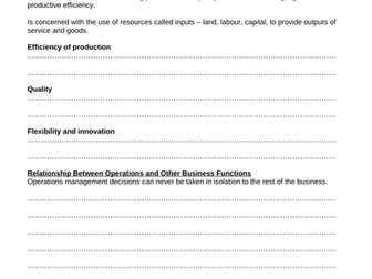 IB Business Management - Unit 5 – Operations Management – Worksheets