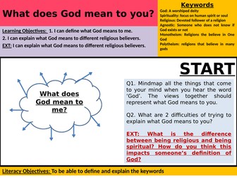 Yr7 RE Autumn Term Lesson 1 - What does God mean to you?