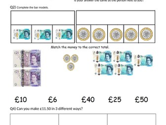 Differentiated Money Worksheet