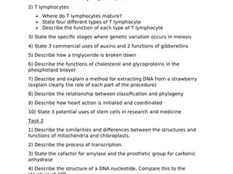 OCR H420 A Level Biology - Weekly Retrieval Practice Booklet (with model answers)