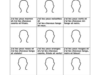 French descriptions: Hair and eyes