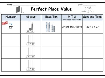 Perfect Place Value Worksheet - 5 place value activities in 1 place