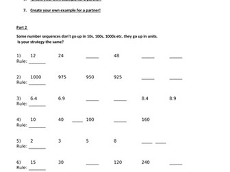 Number Sequences - with Answers