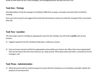 Cambridge Technical Business Level 3 - Unit 2 - Organising a meeting assignment