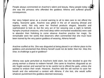 Year 6 Greater Depth Modelled Writing Example (Greek Myth Arachne)