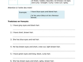 Description Physique - Physical description handout - French