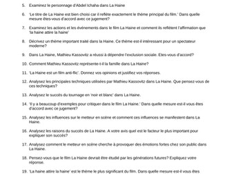 La Haine Essay Questions A-level French