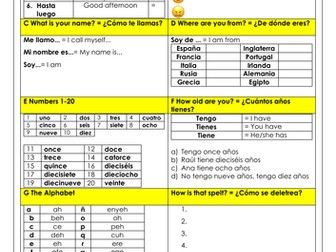 Spanish beginners basics:  greetings, introducing yourself, numbers, alphabet & nationality
