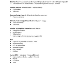 Condensed CIE Geography A Level Hazard Notes