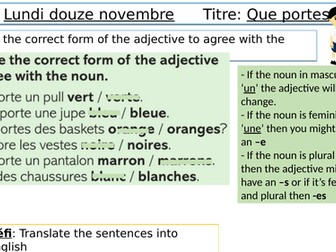 Dynamo 1 Module 2  Qu’est-ce que tu portes?