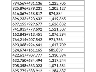 Year 5 addition loop cards